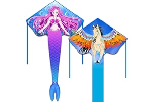 HONBO Large Mermaid Kite for Kids & Adults, Easy to Fly Delta Kite, Beginner Kite for Girls &Boys, Pegasus Beginner Kite for Kids,Octopus Kite