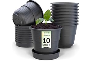 ‎PLASTARD Plastard Anzuchttöpfe 8 cm Durchmesser 10 Stück mit Untersetzer Kunststoff Pflanztöpfe aus witterungsbeständigen Material. Runde Saattöpfe, Anzuchttöpfchen