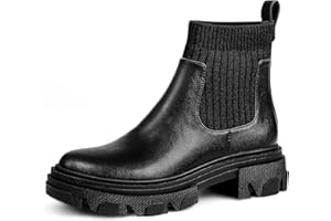 PIZZ ANNU Botines Chelsea Con Tirador Elástico Calcetín Botas Mujer Invierno Plataforma Combate Boots de Moda EU 36-42