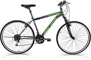 GERONI TRX 50 Bicicletta da città City Bike bici 28'' pollici CTB Uomo Nera Sport Trekking cambio 21V Velocità