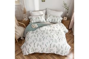 ‎MILDLY MILDLY Bettwäsche 135x200 Baumwolle, Bettwäsche-Sets mit Pflanzenmuster, Reißverschluss, ÖkoTex Zertifiziert, Enthält 1 Bettbezug 135x200 und 1 Kissenbezug 80x80, Grün（Katharina）