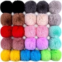 Wambere Lot De 10 Pompons De 6 Cm En Fourrure Synthétique Avec Boucle élastique - Pour Bricolage, Artisanat, Accessoires De Cheveux, Mariages, Anniversaires, Décorations De Noël - Bleu Marine