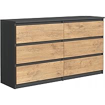 Cassettiera 8 Cassetti Nero/Rovere - 120x101x39cm Per Camera Da Letto