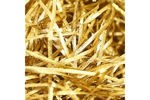 AGOBUHE Gold Glitter Shredded Tissue Paper for Hampers and Gift Box Stuffing 100 Grams, Gift Boxes Filler for Birthdays/Easter/Father's Day Decorations, Great Basket Filling and Packaging Filler