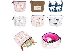 WEFINEST 6 Stück Mini Geldbeutel Täschchen, Oxford-Stoff Mini Geldbörse Kinder Mitgebsel, Kosmetiktasche Klein mit Reißverschluss, Münzbörsen für Damen Münzen, Kopfhörer, Lippenstift, Klein Spiegel