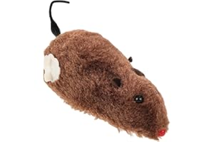 Happyyami 1pc Halloween Wind-up Toys Fake Rat Funny Plush Mouse Prank Props Decorations Interactive Pet Cat Mice Clockwork Toys for Party Supplies