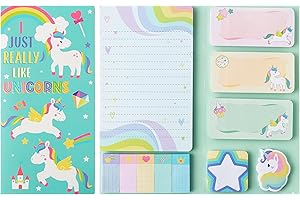 A1DIEE 550 Blätter Einhörner Haftnotizen Set Kartoon Tier Bündel Notizzettel Beschreibbare Klebezettel Selbstklebende Haftzettel zurück zur Schule Geschenke für Studenten Schüler Lehrer