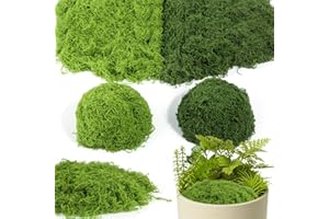 XIEJ 160 g Artificial Moss for Decorating, Dark Green/Light Green Moss for Crafts, Polyester Fabric Artificial Moss Decoration, Iceland Moss for Planters, Artificial Plants, Aquarium, Nativity Scene