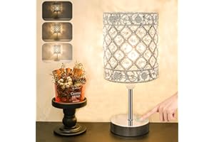 Aomeya Touch Control Crystal Table Lamp,3-Way Dimmable Bedside Lamps for Bedroom Living Room E14 Base Bulb Included