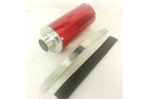 ORANGE IMPORTS LIMITED Red CNC Exhaust Can, Strap & Bracket For 110 cc 125 cc Pit & Dirt Bikes