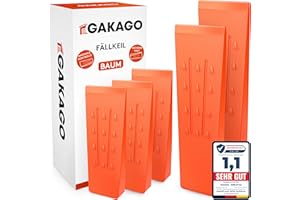 Gakago Fällkeil Set (5er Pack) - rutschfeste Kunststoffkeile mit Widerhaken Schuppung und profilierter Maserung - Extrem schlagfest & frostbeständig in auffälliger orange Signalfarbe