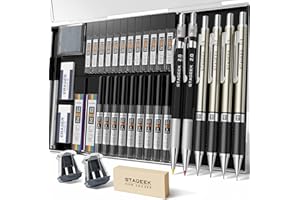 ‎STAGEEK STAGEEK Druckbleistifte Set, 6 Stück Minenbleistift 0,3 0,5 0,7 0,9 2,0mm,metall mechanischer bleistift mit 492 Minen (6B, 4B, 2B, HB, 2H, 4H, Farbe),schreibwaren, für Künstler, Skizzieren, Zeichnen