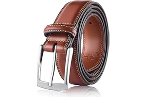 Milorde Men's Genuine Leather Dress Belt, Handmade, 100% Cow Leather, Fashion & Classic Designs for Work Business and Casual