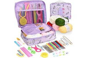 MUSEMUSY Set di 59 Uncinetti, Kit Professionale Completo per Uncinetto, Include Uncinetti Ergonomici in Metallo da 0,6 mm a 6,0 mm, Kit per Uncinetto con Accessori in Filato e Aghi, Kit Uncinetto Regalo