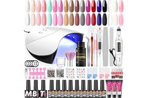 COSCELIA 15pz Set di Smalti Semipermanenti con Lampada UV/LED da 36W, 3pz Estensione Gel e Fresa per Unghie, Kit Completo per Principianti