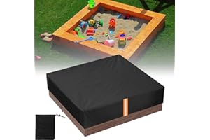 Kasanni Sandkasten Abdeckung, Wasserdicht Sandkasten, 420D Sandkastenplane mit Reflektorstreifen und Aufbewahrungstasche Sandabdeckung Poolabdeckung mit Kordelzug und Elastikband, 125x125x20 cm