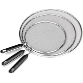 HATANSE 3 Pieces Kitchen Splash Guard Cover 19 cm 25 cm 29 cm | Stainless Steel Splash Guard with Handle Oil Proof Lid Diamet