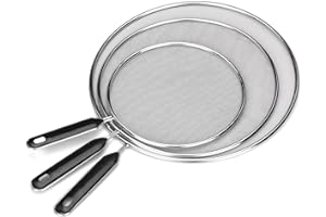 HATANSE 3 Pezzi Paraschizzi Padella Paraspruzzi in Acciaio Inox con Manico Coperchio Antischizzo Paraschizzi Cucina Diametro 19 cm 25 cm 29 cm per Molte Padelle