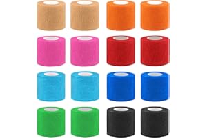 Hamosavin 16 Pack Self Adhesive Cohesive Bandage 5cm x 4.5m, Elastic Sports Athletic Tape , First Aid Medical and Vet Wrap for Human and Animals, Ideal for Knee Ankle Wrist Sprains (Mix Color)
