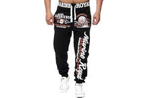 L.gonline Jogginghose Herren Lang | Jungen Baumwolle Sporthose gemütlich | Freizeithose Männer | innen Vlies Soft | Jogger Training | Trainingshose | Marine Royal