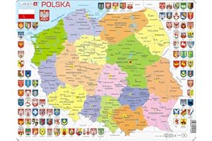 Larsen K97 Polonia Mappa politica, edizione Polacco, Puzzle Incorniciato con 70 pezzi