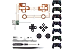eXtremeRate Joysticks Botones de acción dirección Luminoso para ps4 Control Botón de reemplazo 7 Colores 9 Modos Control táctil con símbolos clásicos para ps4/Slim/Pro Mando