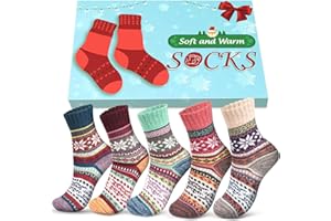 HELEMAN Christmas Gifts for Women Thermal Socks, 5 PCS Winter Warm Ladies Sock 4-7, Xmas Presents for Mum Daughter Grandma Nanny Teenage Girls Sister, Secret Santa Gift for Her Wife Womens Stocking Fillers