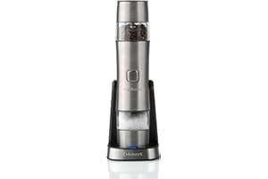 Cuisinart Electric Salt and Pepper Grinder Set Rechargeable Seasoning Mill No Batteries Needed, 20 Min Charging Measuring Cap Adjustable Grind Settings 3 Year Guarantee Silver