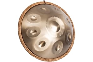 LOMUTY Handpan-Drum for Beginner, Steel Drums 9 Töne 18 Zoll, Handdrum in G-Major, Hand Pan mit Drum-Bag and Handpan Holder, Musical Instruments for Sound Healing, Meditation, Yoga, Gold