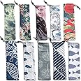 10 Pack Straw Carrying Case,CKANDAY Travel Cutlery Pouch Cloth Bag for Stainless Steel Glass Drinking Metal Straw Knife Fork Spoon Chopsticks Cleaning Brush - 10 Colors / 9.84 x 2.36in