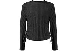 Arshiner Ragazze Manica Lunga Coulisse Bambini T-Shirt Slim Collo Rotondo Elegante Casual Autunno Inverno Magliette per Ragazza 5-15 Anni