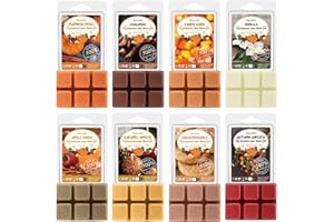 SALKING Fondants de Cire parfumée d'automne pour Lampes parfumées, 100% Bougies de Cire de soja parfumées, senteurs d'épices de Citrouille et de Cannelle, Coffret Cadeau pour Halloween, Noël, 8 Packs