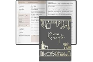‎BIROYAL BIROYAL Rezeptbuch zum Selberschreiben A5, Kochbuch Selbst Schreiben, Rezeptbuch für 100 Lieblingsrezepte, Kochbuch zum Selberschreiben, Recipe Book Backbuch Schreiben, Rezepte Buch zum Ausfüllen