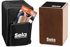 Sela SE 190 DE Primera Cajon Brown Einsteiger Bundle mit Sela Snare System, aufgebaut, Rucksack, Sitzpad, Schule, CD, DVD