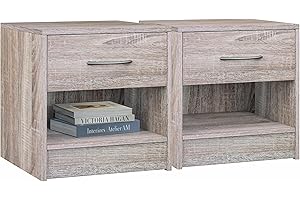 Casaria® Set 2x ComodinI 41x39x28 cm Spazioso Cassetto Portaoggetti con Maniglia Ripiano Aperto Comodino Tavolino da Notte Arredamento Camera da Letto