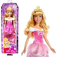 Mattel Disney Princess - Aurora bambola con capi e accessori scintillanti ispirati al film, giocattolo per bambini, 3+ Anni, 