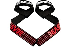 Beast Gear Weight Lifting Straps - Wrist Support with 8 mm Neoprene Padded & Cuffed Ring, 57.5cm Anti-Slip Hand Grip Wrist Straps for Heavy Duty Gym Deadlifts Bodybuilding Weightlifting for Men Women