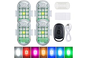 Fxlpower 4 Pcs Mini Stroboscope pour Voiture, Gyrophares à LED sans Fil à Haute Luminosité, 7 Couleurs de Lumières LED Anti-Collision, Lumières Clignotantes pour Moto, Drone, Vol de Nuit