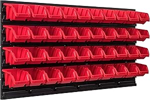SimpleThing System magazynowy regał warsztatowy | 78 x 39 cm | 40 szt. pudełko | regał ścienny z pojemnikami do układania w stos – płyty ścienne, bardzo mocny regał do przechowywania, regał magazynowy