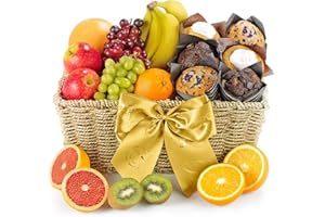 Fresh Fruit and Muffin Hamper - Gourmet Muffin Gift Basket with Grapes, Apples, Oranges and Tulip Cakes - Healthy Snack Gift Set for Birthdays and Celebrations, from Regency Hampers