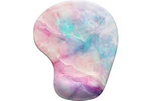 Hsurbtra Tapis de Souris, Ergonomique Tapis de Souris Gamer avec Repose Poignet en Gel, Portable, Parfait pour Ordinateur, Bureau, Travail, Marbre coloré