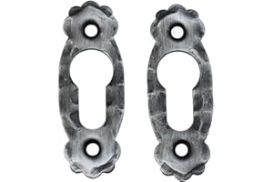 UHRIG Rosace ovale en fer forgé 2 pièces pour serrure PZ, couvercle de trou de serrure, ferrure ancienne pour par exemple porte d’entrée, portail de jardin, etc.
