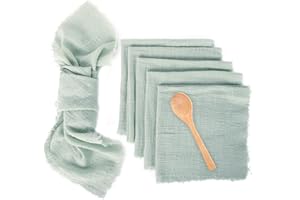 ELBOURN Table Cloth Napkins Set of 6, Fringe Cloth Napkin, Cloth Napkins 42 x 42 cm Cotton Napkins for Dinner, Daily Use, Wedding & Parties
