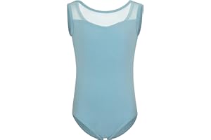 tanzmuster ® Ballet Leotard Girls - Emilia - (92-170) Made of Soft Cotton Fabric with Mesh Insert - Ballet Bodysuit for Children