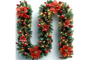 KEKECHAORAN Guirnalda de Navidad,Chimeneas Escaleras Guirnaldas Decoradas, Guirnalda de Pino Artificial,Guirnalda de Navidad Artificial,Guirnalda Navideña Decorada (Red)