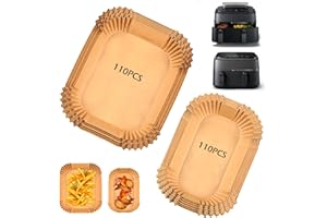 Hivio 220 Stück Airfryer Backpapier für Philips Dual Basket Airfryer 3000-serie 6L/3L, 5000-Serie 6L/3L,Heißluftfritteuse Zubehör für Philips NA350/00 NA550/00, Air fryer Zubehör