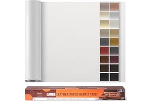 OAZ Kit de Reparación de Cuero Grande, Cinta de Reparación de Cuero Autoadhesivo de 60 x 300 cm, para Reparación de Cuero Parches para Muebles, Asientos de Automóviles, Blanco