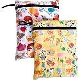 Yorni 2 Adet, 37 x 30 Cm, Summer ve Zoo Desen, Sıvı Ge&ccedil;irmeyen &Ccedil;ok Ama&ccedil;lı &Ccedil;anta, Ekonomik Set, Yıkanabilir, Fermuarlı Askılı 