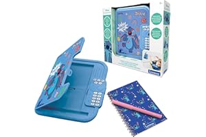 Lexibook, Disney Stitch, Diario electrónico Stitch con bolígrafo y libreta incluidos, interactivo, protegido con contraseña, características divertidas, efectos de sonido, azul, SD50DLXB