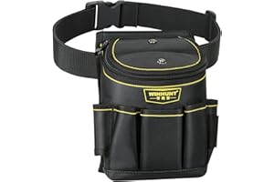 WINHUNT Werkzeugtasche mit verstellbarem Gürtel, 17 x 23 x 11 cm, 15 Taschen, Werkzeug-Aufbewahrungstasche für Bauarbeiter, Tischler, Gärtner, Elektriker, Schwarz